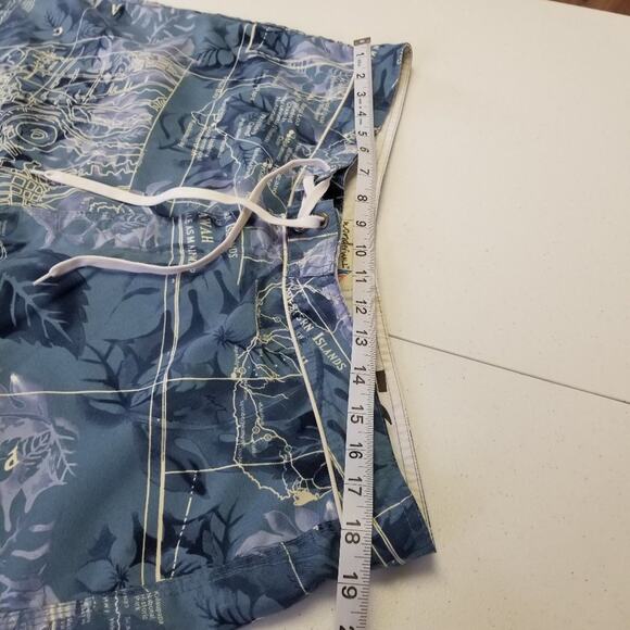 Wonderwall Board Shorts Blue White Hawaii Map Print Very Good Size 36 - Picture 5 of 6